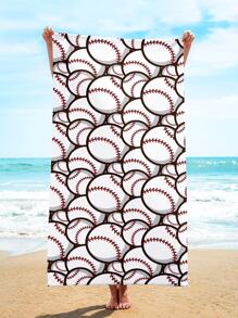 1入組棒球圖案沙灘巾 - 彩色 - 查看 1