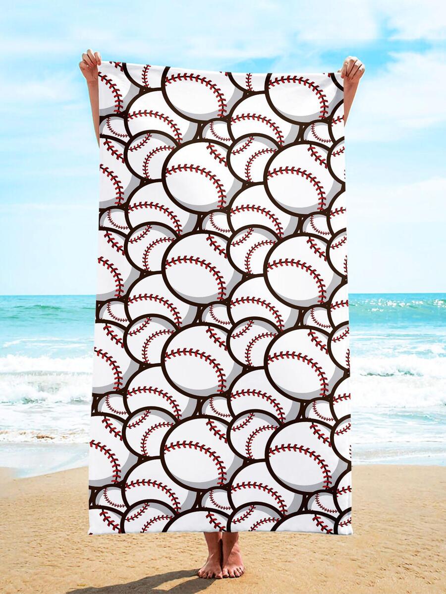 1入組棒球圖案沙灘巾 - 彩色 - 查看 1