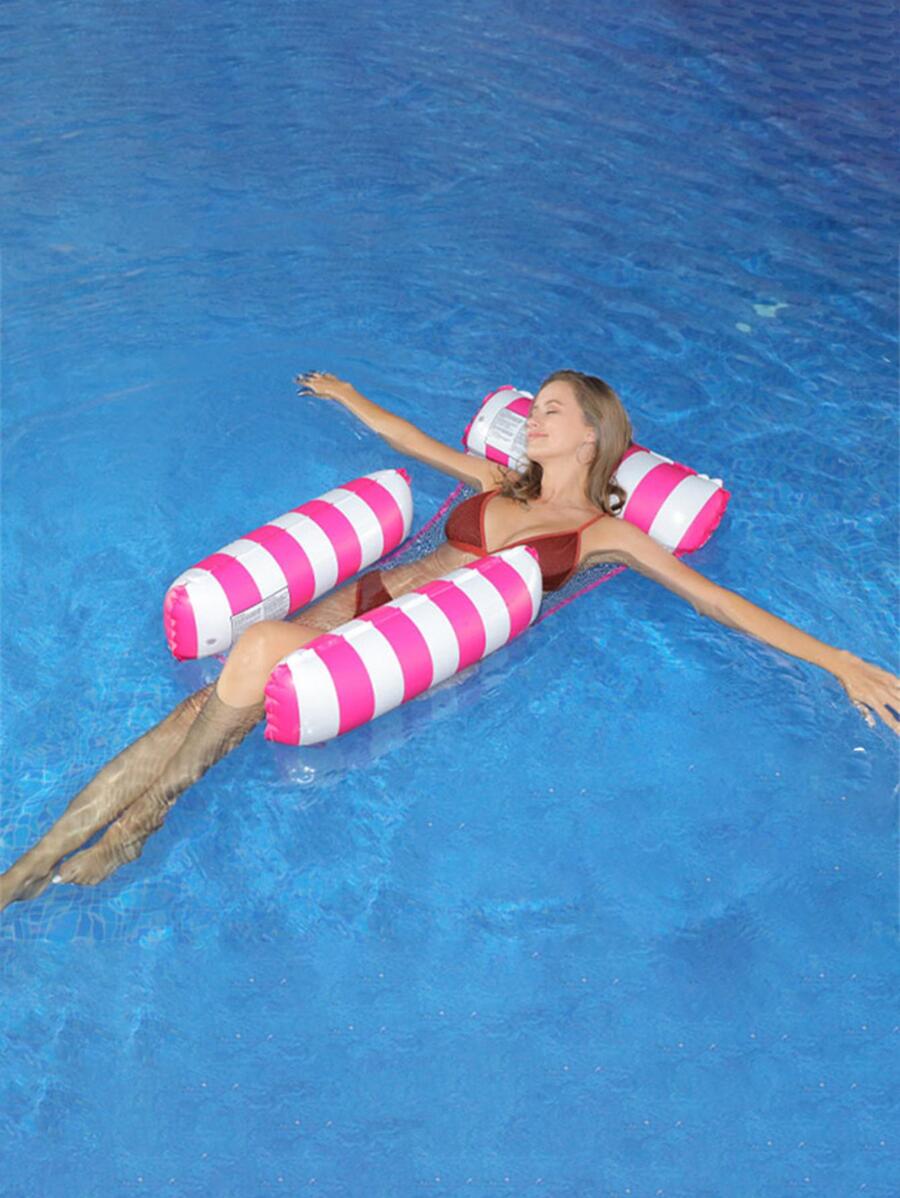 Striped Pool Inflatable Floating Water Hammock, Foldable Pool Float ...