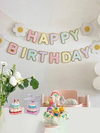 1 Pieza de Bandera decorativa para tirar para decoraciones de fiesta de cumpleaños