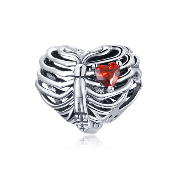 WOSTU 1 pieza de cuenta de plata de ley con diseño de corazón latiente, colgante de corazón rojo apto para hacer pulseras y brazaletes originales, manualidades para el Día de San Valentín