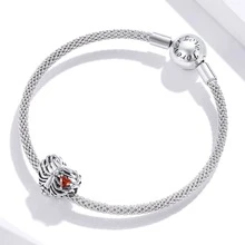 WOSTU 1pc Sterling Silver Beating Heart Beads Bids Red Heart Charm Fit For Original Bracelet Bangle Making DIY Valentines - Silver - View 6