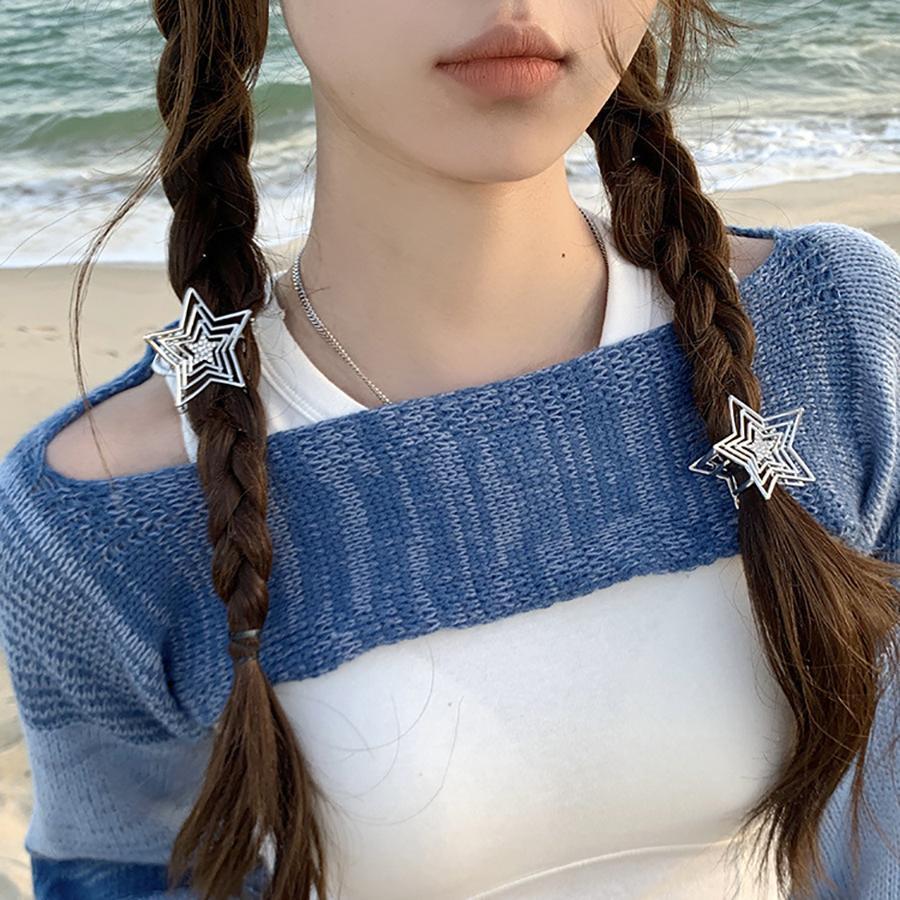 2 cái vuốt tóc trang trí ngôi sao - Bạc - Xem 1