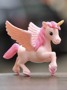 1 件微型景观装饰塑料飞马独角兽动物雕像，可用作蛋糕装饰、桌面装饰、可爱花园装饰娃娃，适合儿童（尺寸：5.5*4.7*4.5 厘米）最佳礼物