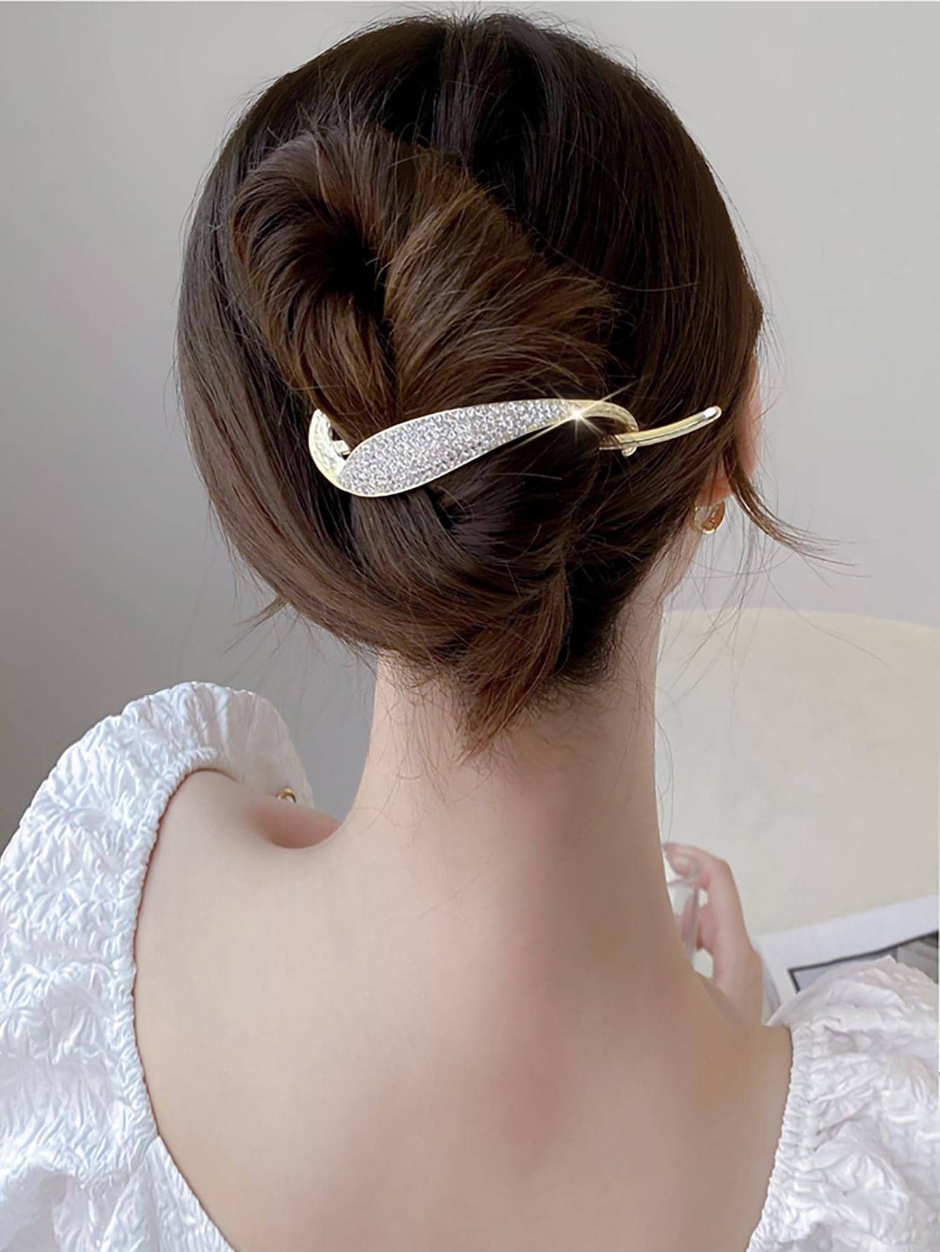 Horquilla con diseño de diamante de imitación - Dorado - Ver 1