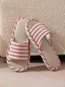 Dép Đi Trong Phòng Ngủ Họa Tiết Sọc Nữ, Dép Đi Trong Nhà Vải Thời Trang - Đỏ - Xem 1