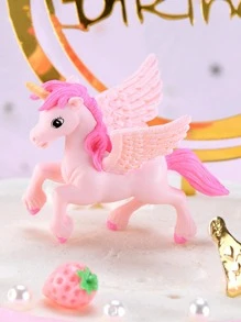 1 件微型景观装饰塑料飞马独角兽动物雕像，可用作蛋糕装饰、桌面装饰、可爱花园装饰娃娃，适合儿童（尺寸：5.5*4.7*4.5 厘米）最佳礼物