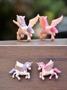 1 件微型景观装饰塑料飞马独角兽动物雕像，可用作蛋糕装饰、桌面装饰、可爱花园装饰娃娃，适合儿童（尺寸：5.5*4.7*4.5 厘米）最佳礼物