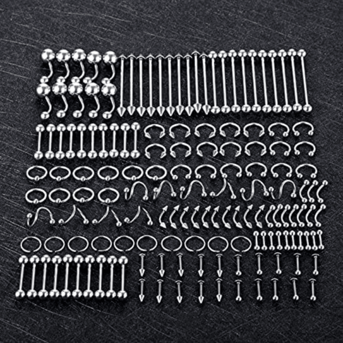 150PCS MixedSize Piercing Kits For All Body Piecing For Nose Septum