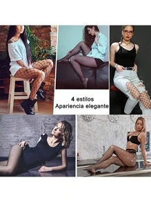 Women's Sexy Black Stockings Fishnet Pantyhose Garter Belt - nero - Visualizzare 9