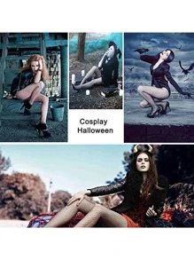 Women's Sexy Black Stockings Fishnet Pantyhose Garter Belt - nero - Visualizzare 10