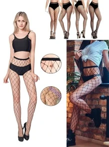Women's Sexy Black Stockings Fishnet Pantyhose Garter Belt - nero - Visualizzare 2