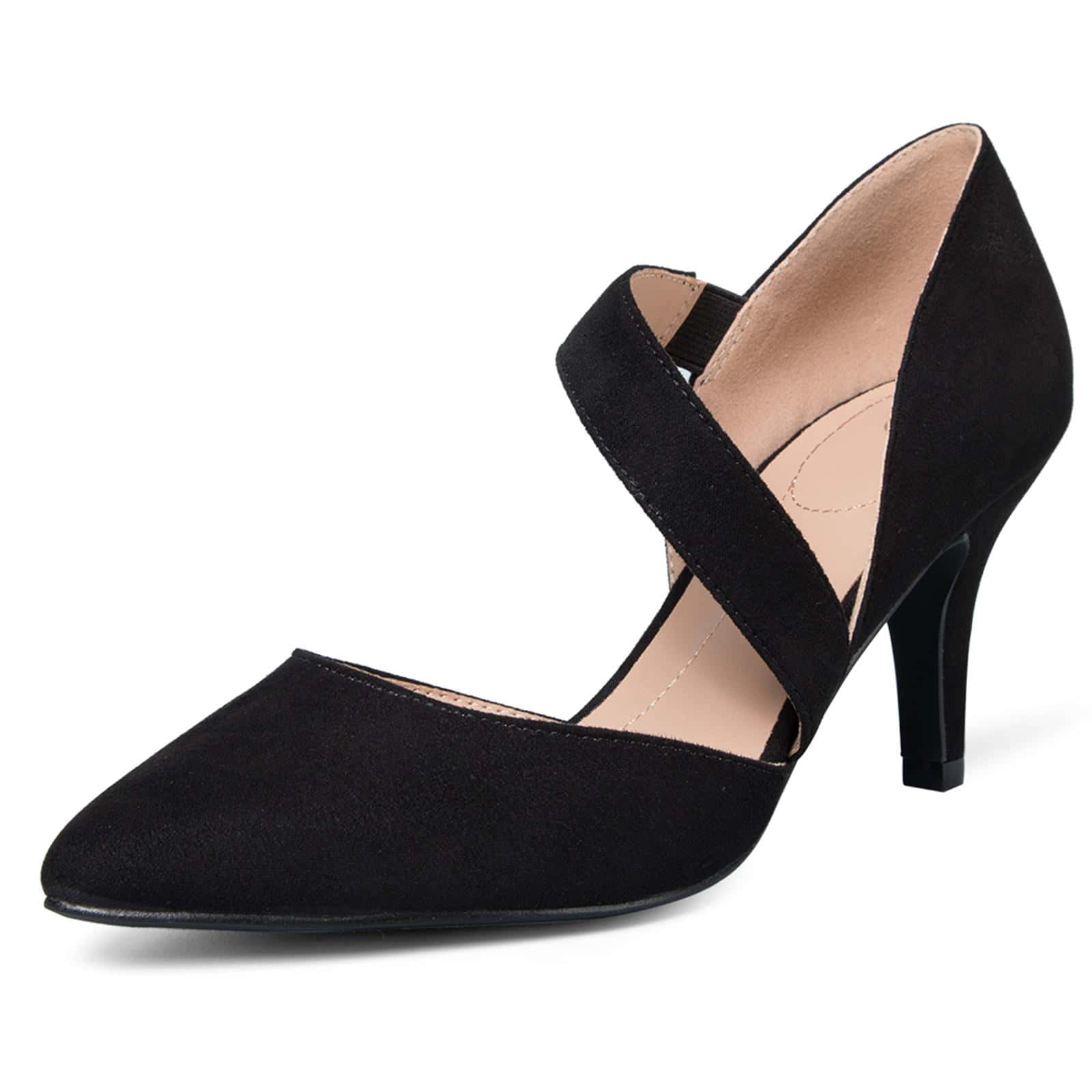 Women 3'' Heel Pumps Pointed Toe Dress Shoes - Black - View 1