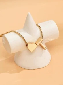 Letter & Heart Decor Bracelet - Yellow Gold - View 11