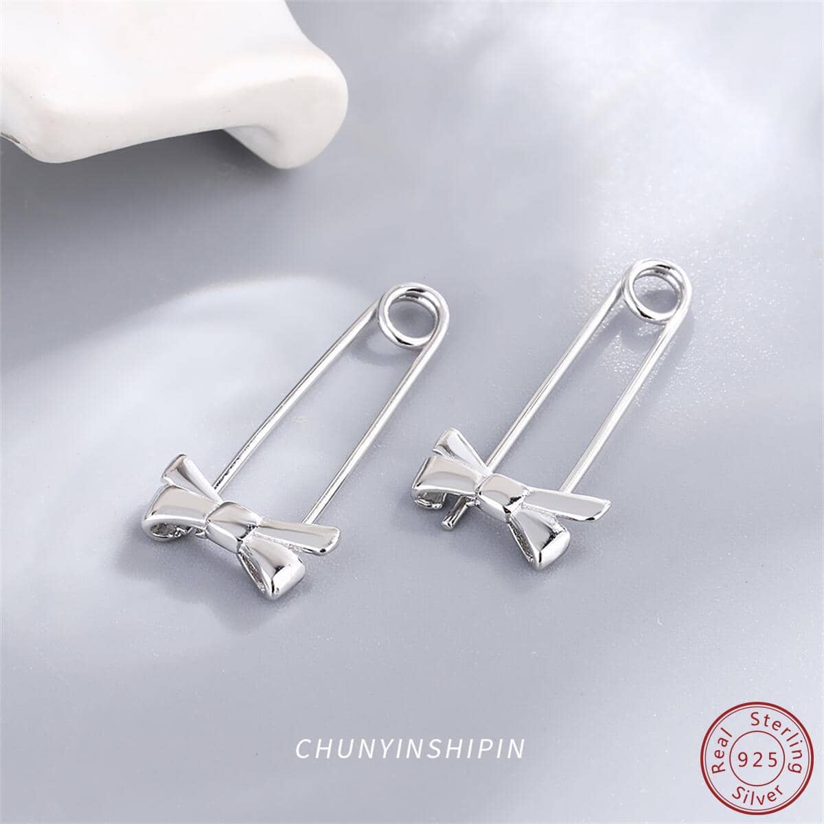 OMID Hoa tai đính nơ thời trang bằng bạc Sterling dành cho nữ làm quà tặng - Hoa tai - Xem 1