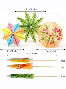 30入組夏威夷飲料雨傘 - 彩色 - 查看 2