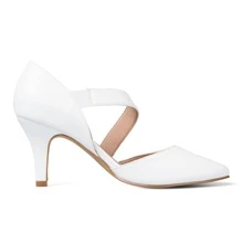 Women 3'' Heel Pumps Pointed Toe Dress Shoes - White - View 3