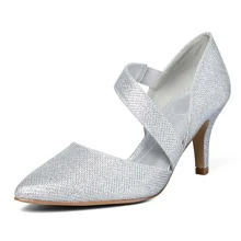Women 3'' Heel Pumps Pointed Toe Dress Shoes - 銀色 - 查看 1