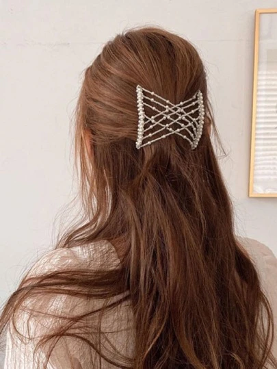 仿珍珠装饰发梳皇家发髻发夹发髻器发髻发饰发夹，学习用品，发饰，头部饰品