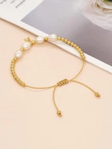 1 chiếc vòng tay chuỗi trang trí hình chữ cái thời trang bằng ngọc trai giả dành cho phụ nữ làm quà tặng - Nhiều màu - Xem 5