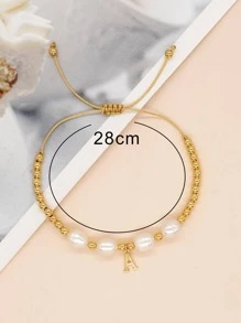 1 chiếc vòng tay chuỗi trang trí hình chữ cái thời trang bằng ngọc trai giả dành cho phụ nữ làm quà tặng - Nhiều màu - Xem 6