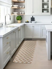 1 Họa Tiết Hình Học Chống Trơn Trượt Thảm Nhà Bếp, Màu Sâm Banh Polyester Sàn Cho Nhà Bếp - Rượu sâm banh - Xem 3