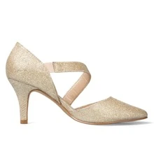 Women 3'' Heel Pumps Pointed Toe Dress Shoes - Gold - View 3