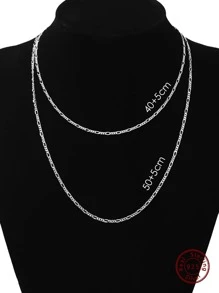 Minimalist Sterling Silver Layered Necklace - Silver - View 2