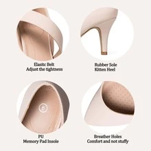 Women 3'' Heel Pumps Pointed Toe Dress Shoes - Apricot - View 4