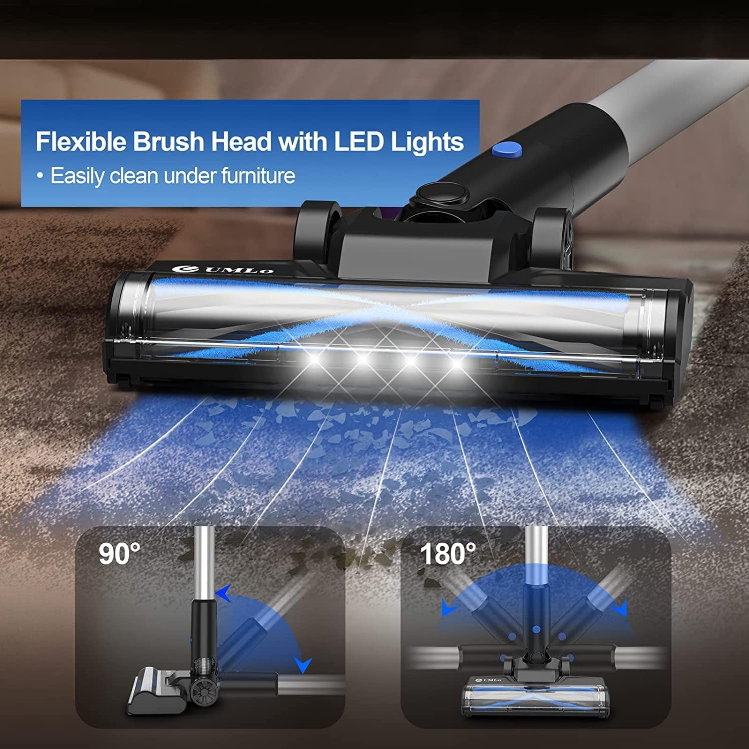 UMLo Cordless Vacuum Cleaner, 25Kpa Lightweight Stick Vacuum with