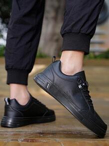 Giày thể thao có dây buộc chi tiết cho nam, Giày thể thao ngoài trời Skate - màu đen - Xem 3