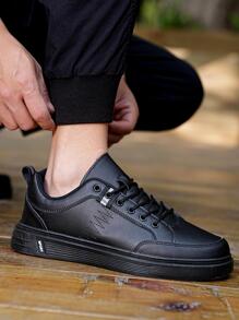 Giày thể thao có dây buộc chi tiết cho nam, Giày thể thao ngoài trời Skate - màu đen - Xem 5