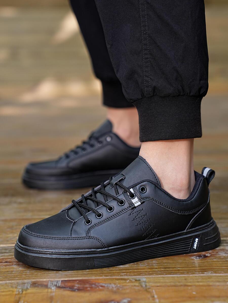 Giày thể thao có dây buộc chi tiết cho nam, Giày thể thao ngoài trời Skate - màu đen - Xem 1