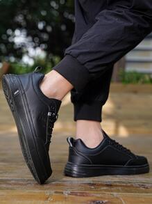 Giày thể thao có dây buộc chi tiết cho nam, Giày thể thao ngoài trời Skate - màu đen - Xem 4