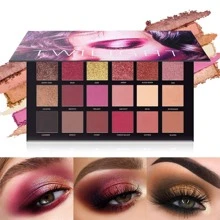 UCANBE Professional 18 Colors Eyeshadow Makeup Palette, High Pigmented 10 Matte + 7 Shimmer + 1 Metallic Glitter, Velvety Creamy Blendable Long Lasting Eye Shadow Pallets Makeup Set Kit - 彩色 - 查看 1