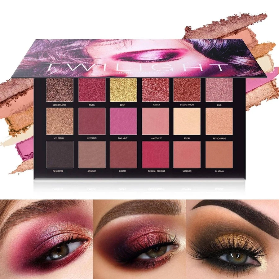 UCANBE Professional 18 Colors Eyeshadow Makeup Palette, High Pigmented 10 Matte + 7 Shimmer + 1 Metallic Glitter, Velvety Creamy Blendable Long Lasting Eye Shadow Pallets Makeup Set Kit - 彩色 - 查看 1