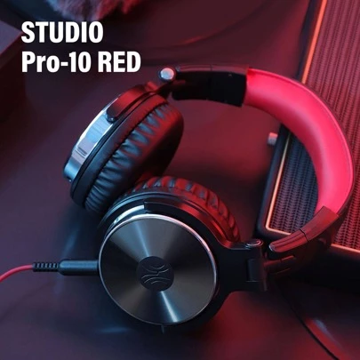  OneOdio Wired Over-Ear Headphones With Mic Dual Plugs & Deep Bass Sound -Red