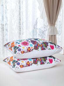 2入組蝴蝶和花卉圖案枕套不附帶枕芯 - 彩色 - 查看 4
