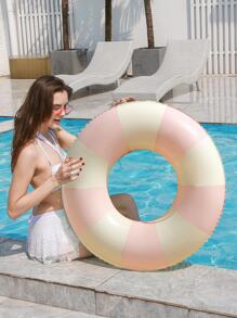 1 Phao bơi bơm hơi họa tiết sọc cổ điển, Phao cứu sinh dưới cánh tay dày, vật dụng thiết yếu cho bãi biển ngoài trời, tăng thêm trải nghiệm vui chơi dưới nước mùa hè của bạn! - Hồng - Xem 3