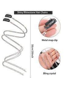 1 pieza Horquilla con diamante de imitación con diseño de fleco - Plateado - Ver 4