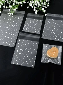 100个白色圆点哑光自粘礼品袋，零食包装袋，婚礼派对节日小礼品袋，便携式零食包装袋