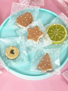 100个白色圆点哑光自粘礼品袋，零食包装袋，婚礼派对节日小礼品袋，便携式零食包装袋