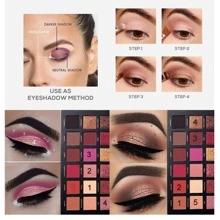 UCANBE Professional 18 Colors Eyeshadow Makeup Palette, High Pigmented 10 Matte + 7 Shimmer + 1 Metallic Glitter, Velvety Creamy Blendable Long Lasting Eye Shadow Pallets Makeup Set Kit - 彩色 - 查看 4