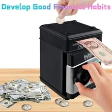 1pc Plastic Money Bank, Modern Black Money Saving Box For Kids