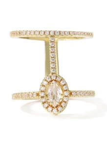 rakol Cubic Zirconia Decor Cuff Ring - Yellow Gold - View 5