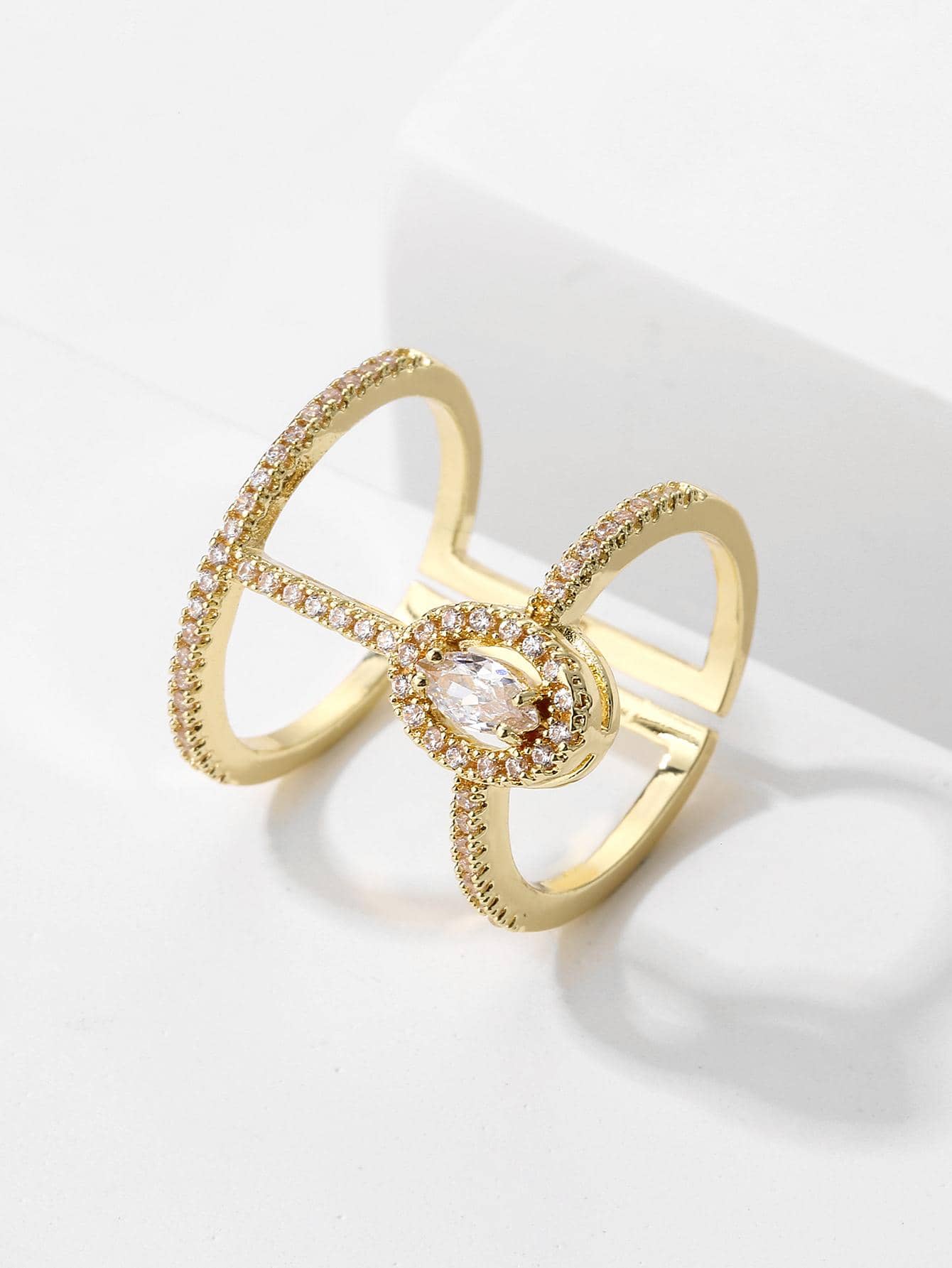 rakol Cubic Zirconia Decor Cuff Ring