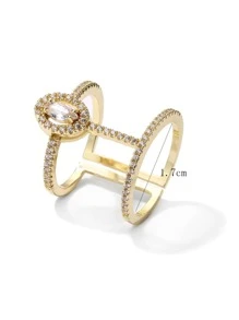 rakol Cubic Zirconia Decor Cuff Ring - Yellow Gold - View 6