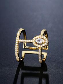 rakol Cubic Zirconia Decor Cuff Ring - Yellow Gold - View 3