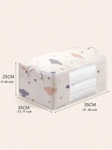 云朵和心形图案便携式可折叠收纳袋，可手提装饰品秋季装饰节日装饰房间装饰家居装饰秋季装饰卧室装饰 - 米色 - 查看 2
