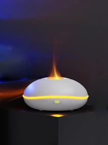 nbshan 1個7色火焰模擬超音波加濕器，帶有芳香治療和照明——USB供電必備精油擴香機，適用於臥室和旅行，H2o空氣火焰加濕器，精油擴香機，學校用品，返校必備 - 白色 - 查看 4